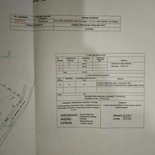 Teren – De Vânzare – Șotrile – metri patrati – Căsuța cu teren intravilan
